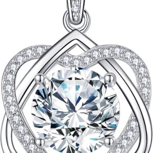 InfinityLove Heart Pendant Necklaces for Women, 2-5 Carat Moissanite Heart Necklace, Anniversary Birthday Christmas Valentine Engagements Mothers Day Jewelry for Wife Her Girlfriend Mom Daughter
