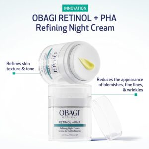 Obagi Medical Retinol + PHA Refining Night Cream – Clinically Proven, Dual-Action, Overnight Anti-Aging Face Cream for Smoother, Renewed Skin & a More Even-Looking Complexion – 1.7 Oz