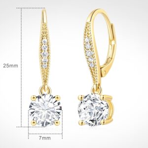 Cossa Dangle Earrings 14K Gold Drop Earrings for Women Dangle Stylish Leverback Earring with Cubic Zirconia Drop Earring A Must-have Fashion Accessory