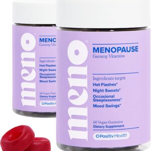 O Positiv MENO Gummies for Menopause, 30 Servings (Pack of 2) – Hormone-Free Supplements for Women with Black Cohosh & Ashwagandha KSM-66 – Helps Alleviate Hot Flashes, Night Sweats, & Mood Swings
