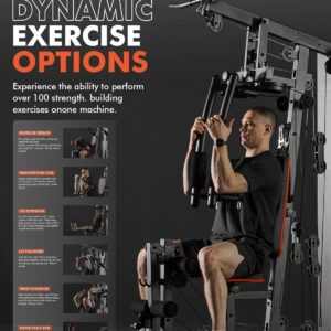 Mikolo Home Gym, Workout Station with 150LBS Weight Stack, Multifunctional Home Gym Equipment, Exercise Equipment for Full Body Strength Training