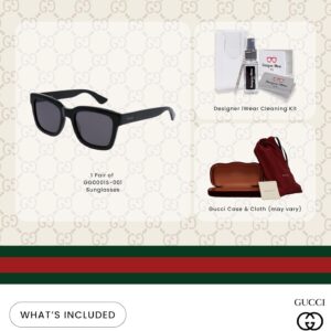 Gucci GG0001S Rectangle Sunglasses For Men + BUNDLE with Designer iWear Eyewear Care Kit