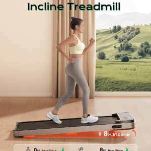 Walking Pad,Treadmill with Incline for Home Office, 2.5HP Portable Under Desk Treadmill with 265 Lbs Capacity,Remote Control, Led Display