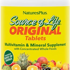 Natures Plus Source of Life – 180 Tablets – Multivitamin & Mineral Supplement with Concentrated Whole Foods – Gluten Free, Vegetarian – 60 Servings