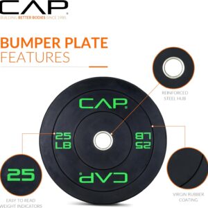 CAP Barbell 2-Inch Olympic Bumper Plate Weight Set | 100-370 lbs | Multiple Options