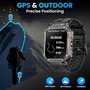 Military Smart Watch for Men with GPS/Compass，GPT Voice Assistant，Smartwatch with LED Flashlight，2.01″HD Display Bluetooth Call，Fitness Tracke with Multiple sports Modes，Compatible with Android & iOS