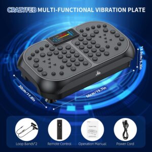 Vibration Plate Exercise Machine – CrazyFeb Vibration Plate for Lymphatic Drainage, Whole Body Vibrating Plate Exercise Machine – Waver Vibration Plate High-Intensity Fitness Equipment for Weight Loss