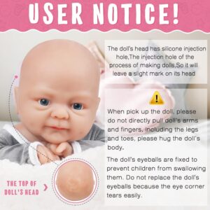 Vollence 18 inch Full Silicone Baby Doll Realistic Newborn Real Lifelike Babies Stress Relief for Adults with Gifts Box & Feeding Bottle – Boy