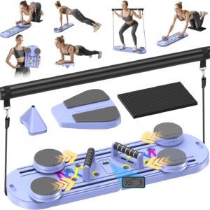 Pilates Board,Foldable Pilates Reformer Equipment with Timer, 7-in-1 Multi-Purpose Portable Pilates Reformer Machine Home Pilates Kit for Home Workout,Fitness,Exercise,Abs