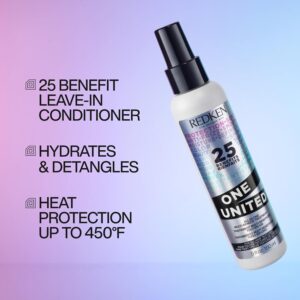 Redken One United All-In-One Leave In Conditioner – Multi-Benefit Treatment For All Hair Types, Heat Protectant Spray, Paraben-Free