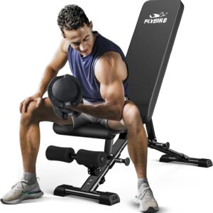FLYBIRD Weight Bench, Adjustable Strength Training Bench for Full Body Workout with Fast Folding-New Version