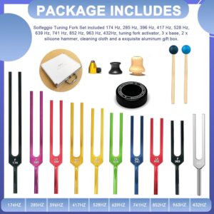 Solfeggio Tuning Fork Set – 10 Tuning Forks for Body Relaxation, Yoga Meditation, Sound Therapy, Stress Relief, Chakra Healing, Sound Bath