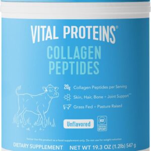 Vital Proteins Collagen Peptides Powder – Grass Fed Collagen Peptides for Hair, Nail, Skin, Bone & Joint Health, Unflavored, 27 Servings