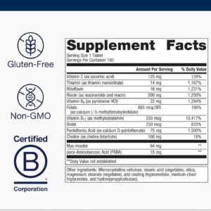 Metagenics Vitamin B-Complex – Energy Support & Healthy Stress Response* – with Vitamin B6 & B12 – Vegetarian & Gluten-Free – 180 Count