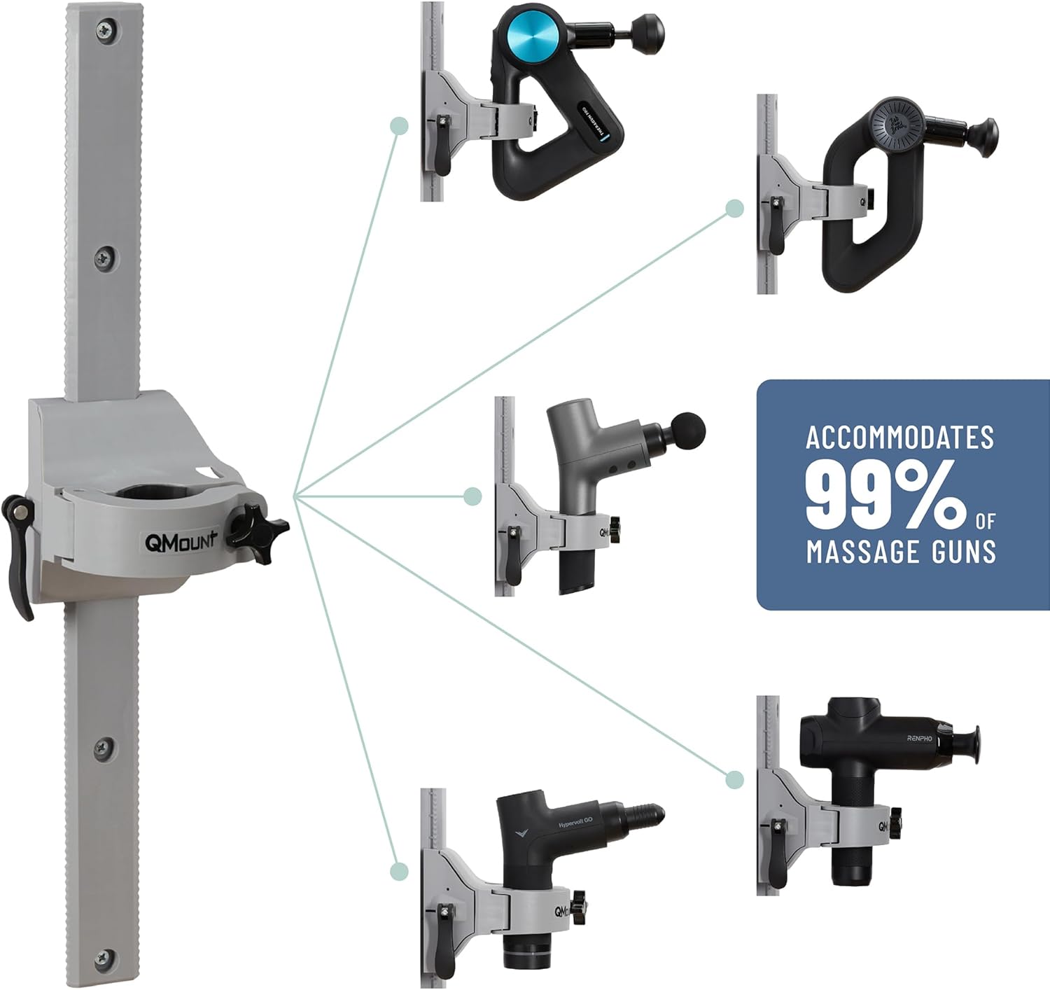 Massage Gun Holder for Back - Fully Adjustable Massage Gun Wall Mount Back Massager, High Strength Nylon Body, No Slip, Immovable Strong Attachment, Supports Deep Massaging - Image 3