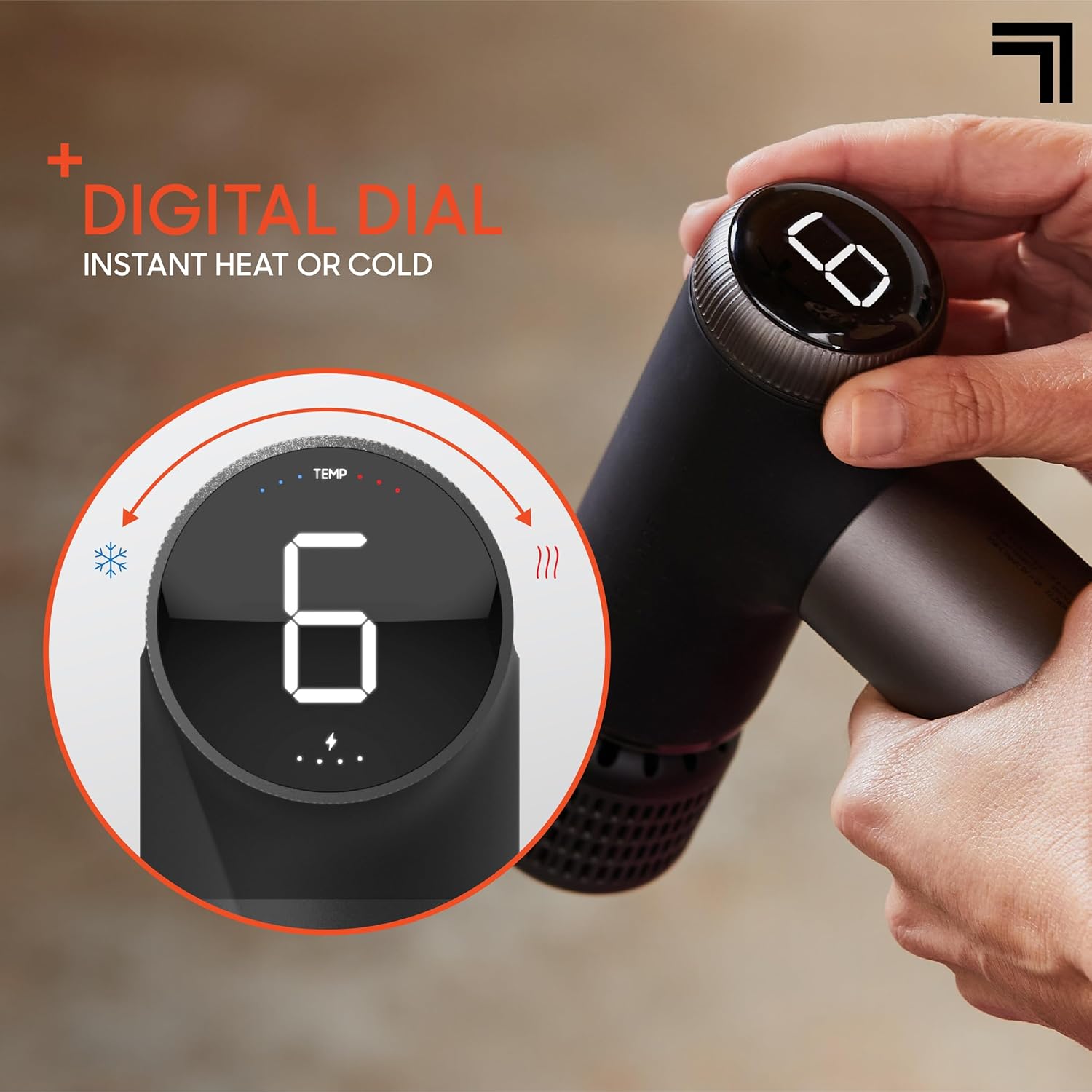 Sharper Image® Powerboost® Pro+ Hot & Cold Deep Tissue Massage Gun - 6 Speeds, 6 Attachments, 5-Hour Battery, Travel Case, Charging Base, Shoulder & Back Massager, Pain Relief Tool, Wellness Gift - Image 6