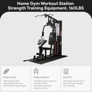 BalanceFrom Multifunctional Home Gym Workout Station with 160LBS Weight, Comes with Floor Mat Stack, Comes with Floor Mat