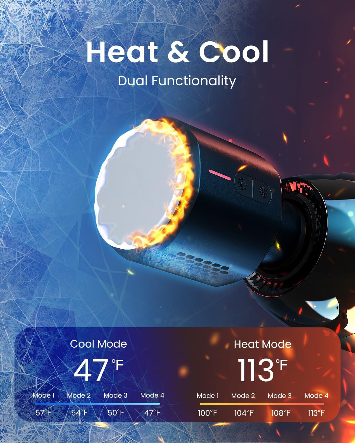 RENPHO Massage Gun Deep Tissue with Heat and Cold, Percussion Muscle Massage Gun Bluetooth with 12mm Amplitude, Handheld Massager Gun, Power+ Thermacool - Image 2