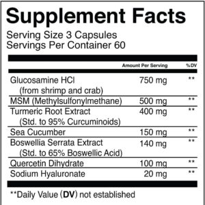 Jocko Fuel Joint Support Supplement – Glucosamine MSM for Joint Pain, Mobility, & Flexibility w/Turmeric & Boswellia (180 Capsules)