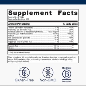 Metagenics Hemagenics – Iron Supplement – Non-Constipating – Vitamin B12, B6 & Folate – Supports Formation & Maintenance of Healthy Red Blood Cells* – Non-GMO, Gluten-Free & Vegetarian – 180 Tablets