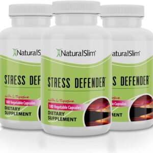 NaturalSlim Stress Relief Supplement – Stress Defender, High Cortisol Reducer, Control Cravings, Sleep & Metabolism Support with Vitamin B5 Pantothenic Acid & L Tyrosine 180 Vegetable Capsules 3 Pack