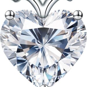 ForeverLove Heart Necklaces for Women, 4-2 Carats Heartshap Moissanite, Silver Pendant Jewelry, Anniversary Birthday Gifts for Wife, Girlfriend, Daughter, Mom