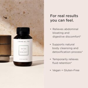 JSHealth Vitamins Detox and Debloat Liver Health Formula | Liver Detox Pills | Debloating Formula with Milk Thistle, Turmeric, Fennel | Liver Cleanse Supplement (60 Tablets, Pack of 2)