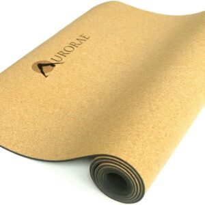 AURORAE PRO Natural Cork/Rubber Yoga Mat. 73″ x 24 1/2″ x 5mm Thick. Anti Tear and Slip Free