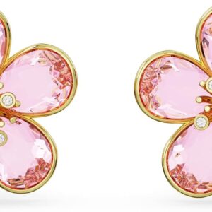 Swarovski Florere Necklace and Earrings Collection, Pink Crystals, Yellow Crystals, Gold Tone Metal Finish