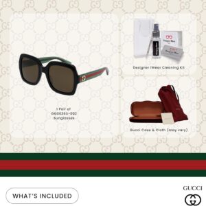 Gucci GG0036S Rectangle Sunglasses For Women + BUNDLE with Designer iWear Eyewear Care Kit