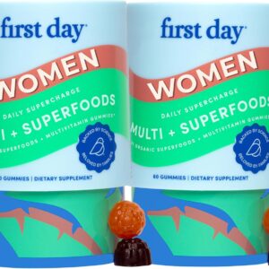 FIRST DAY Multivitamin for Women – Daily Womens Multivitamin Gummies – Vitamin A C D E B12, Magnesium, Zinc, Biotin – Vegan, Gluten Free Womens Vitamins – Hair Growth, Skin, Energy – 60 Day Supply