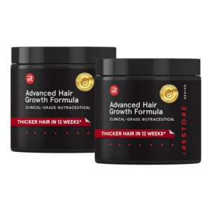 iRestore Advanced Hair Growth Supplement for Women, Hair Vitamins for Faster Hair Regrowth, Best for Hair Loss and Thinning – 1 Month Supply Each – 1 Count (Pack of 2) – Black