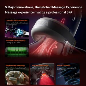MOZA Neck Massager with Heat for Pain Relief Deep Tissue, Cordless Electric Deep Tissue Robohands Kneading Massage for Neck Pain Relief, Portable Heated Neck Massager, Gift for Men&Women, (with Oil)