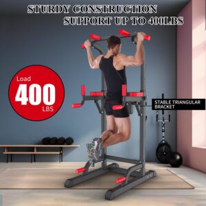 Power Tower Dip Station,Multi-Function Pull Up Adujustable Height Up 85.5″ for Home Gym Strength Training Fitness Equipment,400LBS