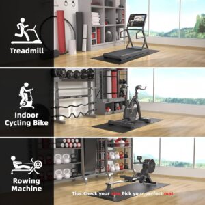 Treadmill Mat, 7’x3’/6’x3’/6’x2.5’/5.6’x2’/4’x2′, 6mm Thick Exercise Equipment Gym Mat for Hardwood FloorCarpet, Compatible with Peloton Bike, Indoor Spin Bike, Elliptical