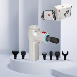 Master Massage Radiohead Portable Vibration Massage Gun with 6 Levels Speeds Equipped Smart Light System with Carrying Case and 6 Head Attachments White