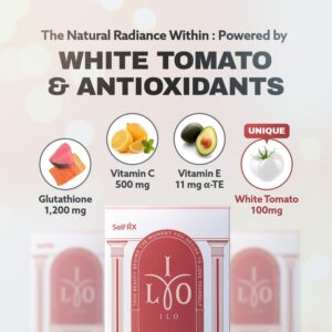 ILO Whitathione – Glutathione + White Tomato Antioxidant Powder with Vitamin C & E | Daily Glow Support | 30 Convenient Stick Packs