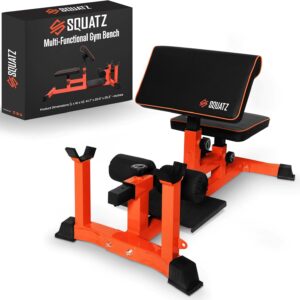 SQUATZ Sissy Squat Machine and Preacher Curl Crunch Rack – Foldable Squatting Bench for Home Gym Workout Station and Leg Exercise – Train Abs, Thighs, and Glutes, Multifunctional Fitness Equipment