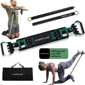 Portable Gym – Resistance Exercise Band Set – 200LBS Resistance Bands for Men & Women – Multi Gym Fitness Equipment & Pilates Bar for Home Workout