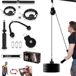 Mikolo Fitness LAT and Lift Pulley System, Dual Cable Machine(70” and 90”) with Upgraded Loading Pin for Triceps Pull Down, Biceps Curl, Back, Forearm, Shoulder-Home Gym Equipment(Patent)
