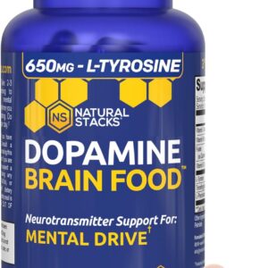 Dopamine Brain Food – 650mg L-Tyrosine Supplement – Dopamine Supplement for Focus & Mental Drive – Supports Mental Energy – Neurotransmitter Support with B Vitamins – 120 Capsules