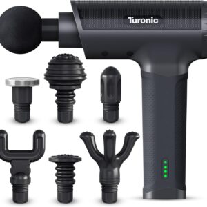 Turonic Professional Handheld Massage Gun – Deep Tissue Percussion Massager, 20 Speeds, 7 Heads, Quiet, Powerful, Portable, Cordless, Great for Athletes, Personal Use, Shoulder, Foot, Back Body, GM5