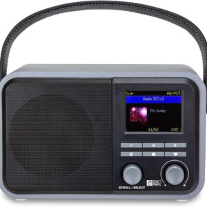 Ocean Digital WR-330 Wi-Fi Internet FM Radio Portable with Hand Strap and Passive Bass Radiator Preset Keys Rechargeable Battery Bluetooth Receiver Stress Relief Relaxation 2.4” Color Display