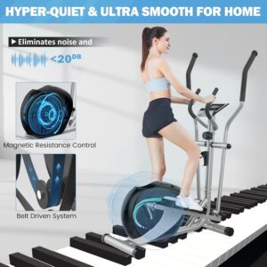 Elliptical Exercise Machine, Dripex Magnetic Elliptical Machine for Home, Hyper-Quiet Elliptical Training Machines w/ 6KG Flywheel, 8 Resistance Levels, Pulse Monitor, LCD Monitor, Device Holder