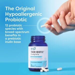 Klaire Labs SFI Health Ther-Biotic Complete – Hypoallergenic Probiotics for Women & Men – Acid-Stable Probiotic Supplement – 12 Species for Immune & Digestive Health – 25 Billion CFU (120 Capsules)