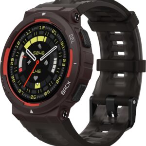 Amazfit Active Edge Smart Watch 46 mm, Rugged Fitness Watch, GPS, AI Health Coach, 16-Day Battery, 130+ Sports Modes, Activity Trackers and Smartwatches Android and iPhone Compatible, Lava Black