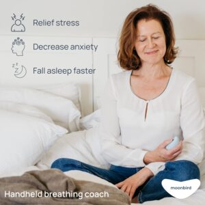 Moonbird Breathing & Meditation Device – Instant Stress Relief, Anxiety Relief, Relaxation for Women & Men – Helps with Better Sleep, Stress, and Overall Health- Biofeedback Device – Blue Green