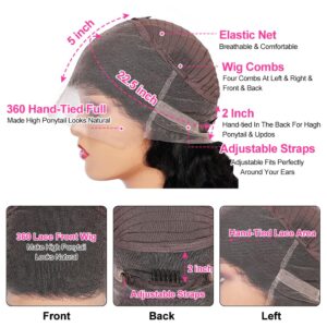 360 Body Wave Lace Front Wigs Human Hair 360 Glueless Wigs Human Hair Pre Plucked With Natural Hairline 100% Full Lace Wigs Human Hair 360 200% Density (28 Inch)