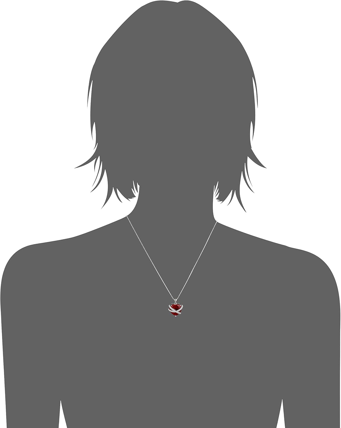 Amazon Essentials Sterling Silver Created Pink and White Sapphire Wrapped Heart Pendant Necklace , (previously Amazon Collection) - Image 7