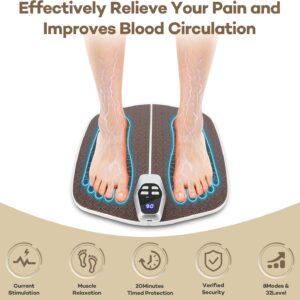 Foot Massager Mat for Neuropathy,EMS Foot Massager for Circulation and Pain Relief, Foldable Feet and Calves Massage Machine with 8 Modes and 32 Intensity Levels for Muscle Relaxation